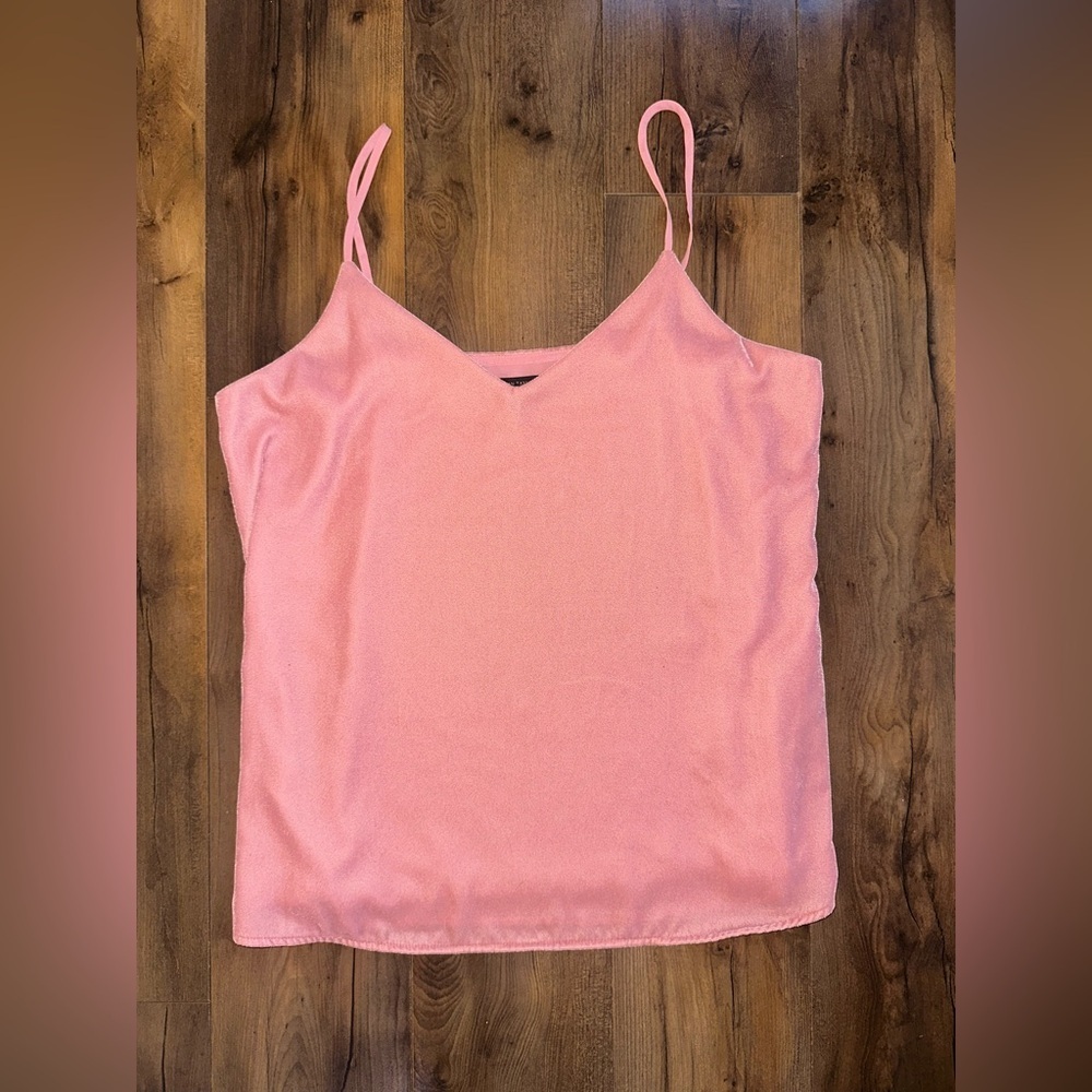 Ann Taylor Pink Satin Cami Tank Adjustable Straps Minimalist Size S